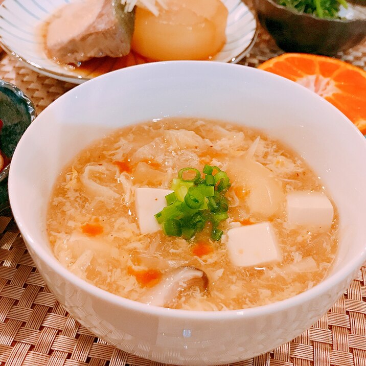 酸っぱ辛い♡白菜とエリンギの酸辣湯